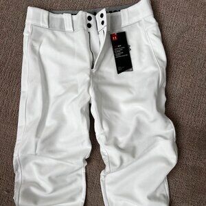 Under Armour Girls White Softball/Baseball Pants + Batting Gloves